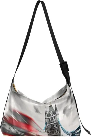 Red Double Decker London Tote Bag for Women Large Hobo Bags Crossbody Shoulder Bag Women Tote Bag with Adjustable Strap for Men