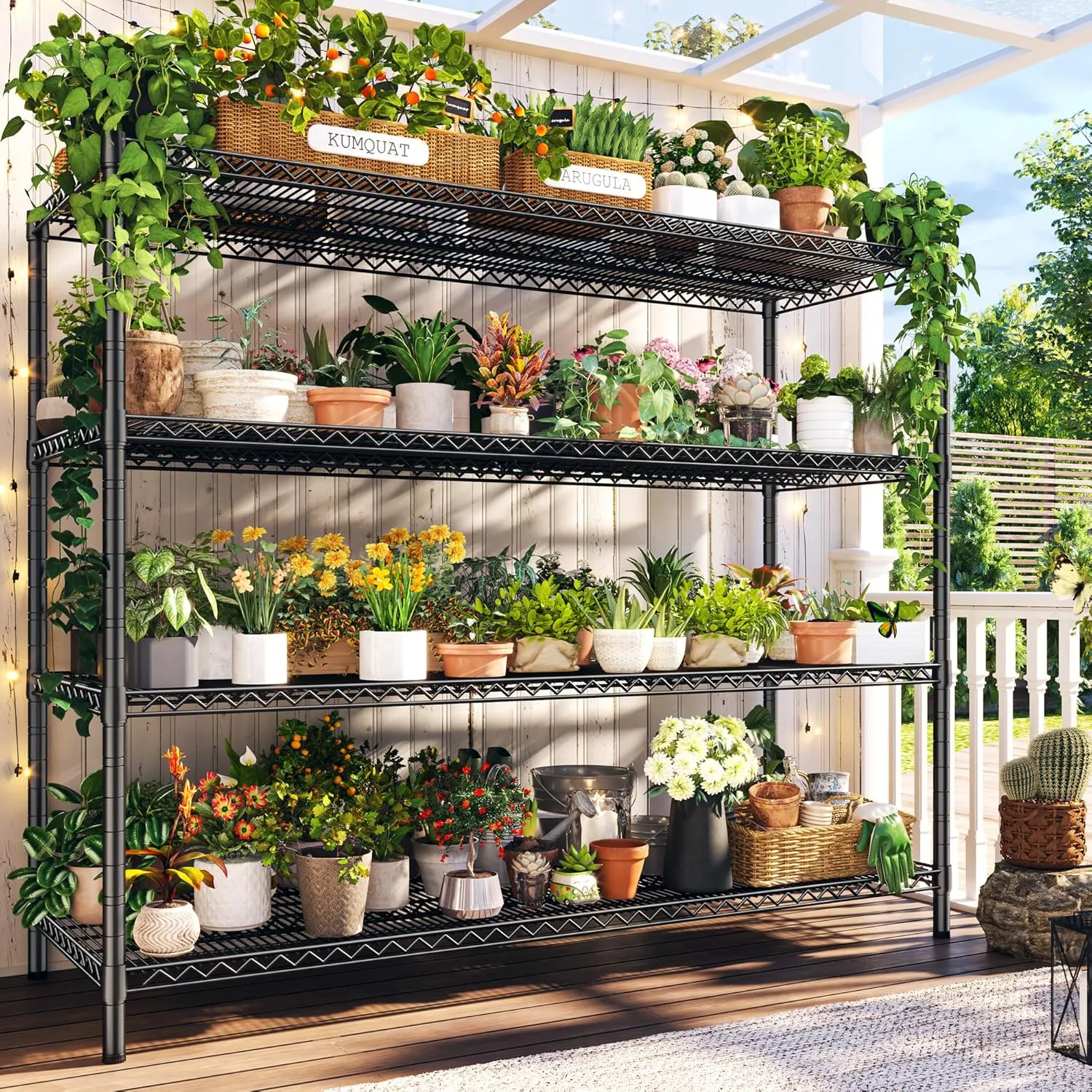 REIBII 60" W Storage Shelves 3000LBS Wire Shelving Unit with Wheels Heavy Duty Metal Shelving Adjustable Metal Shelves for Pantry,Kitchen,Garage,Basement,Business,Warehouse,60”W ×24”D×65.3”H