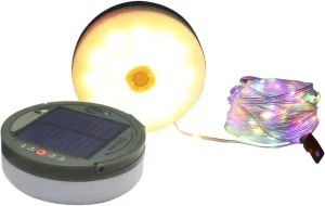 Remote-Controlled 100 Led String Lights, Solar & USB Rechargeable, 10 M Warm White, Waterproof PVC Camping Lanterns