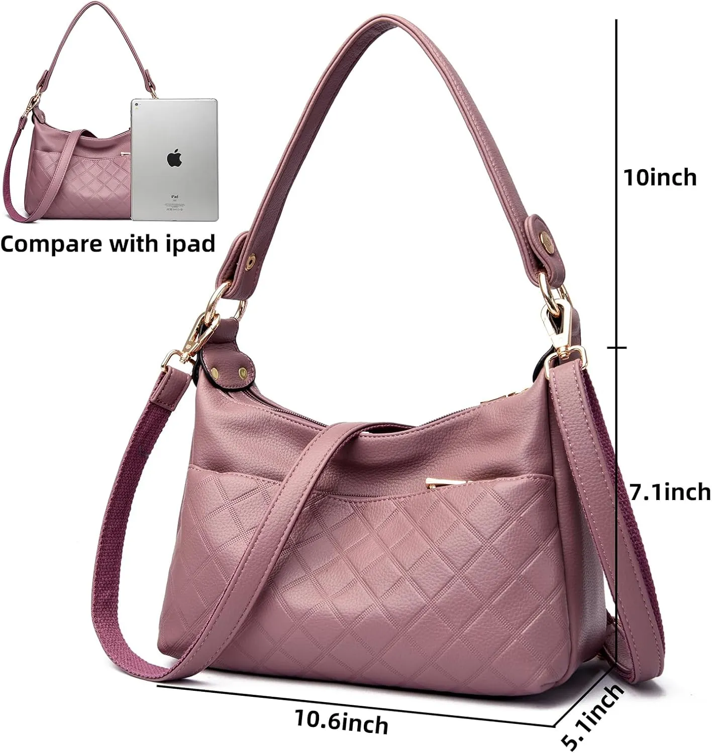 Retro Crossbody Bag For Women Shoulder Bag Soft PU Leather Handbags Purses Multi Pocket Hobo Tote Bag