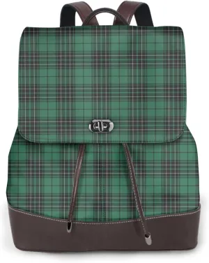 Retro Leather Shoulder Bag MacLean Hunting Ancient Tartan Backpack Practical Daypack Purse for Women Ladies