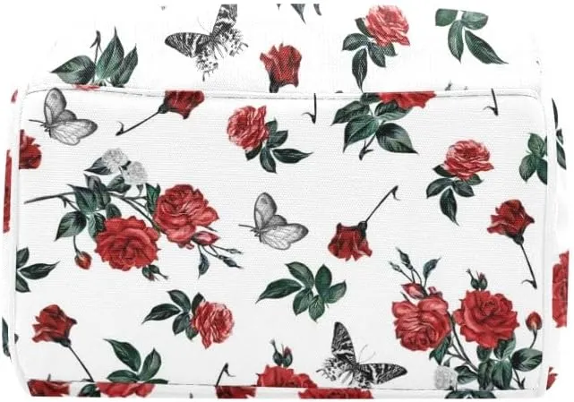 Retro Rose Butterfly Personalized Diaper Bag,Custom Name Large Capacity Diaper Backpack Travel Casual Daypack Nappy Bag Gifts