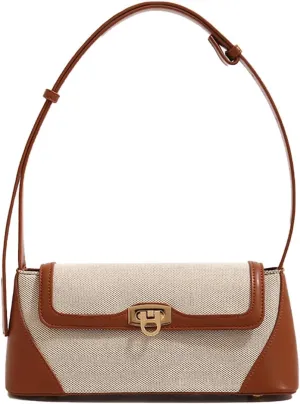 Retro Small Shoulder Bag for Women Genuine Leather Underarm Hobo Tote Handbag Clutch with Buckle Closure for Casual Use