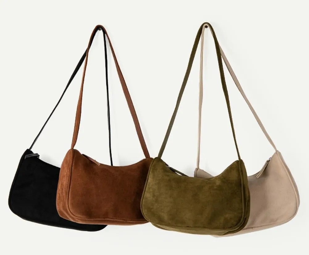 Retro Suede Shoulder Bag for Women Mini Top Handle Purse Causal Suede Hobo Sling Handbag Trendy Slouchy Bag Tote Purse 2024