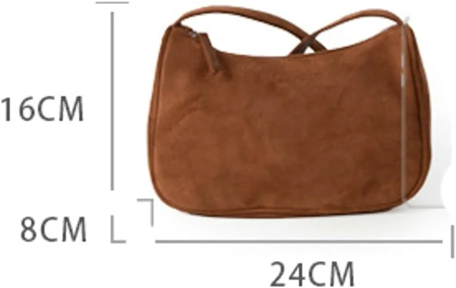 Retro Suede Shoulder Bag for Women Mini Top Handle Purse Causal Suede Hobo Sling Handbag Trendy Slouchy Bag Tote Purse 2024