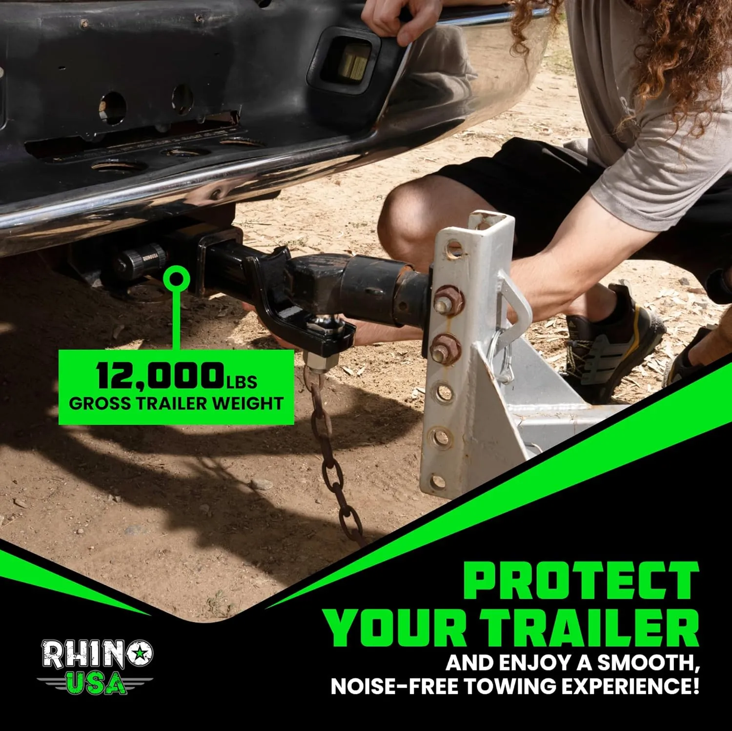 Rhino USA Trailer Hitch Pin (2 Inch) Patented 5/8" Locking Receiver Hitch Pins for Class III IV Hitches - Weatherproof Anti-Theft Lockable Pin with Debris Protection - Used to Tow Truck, etc - Black