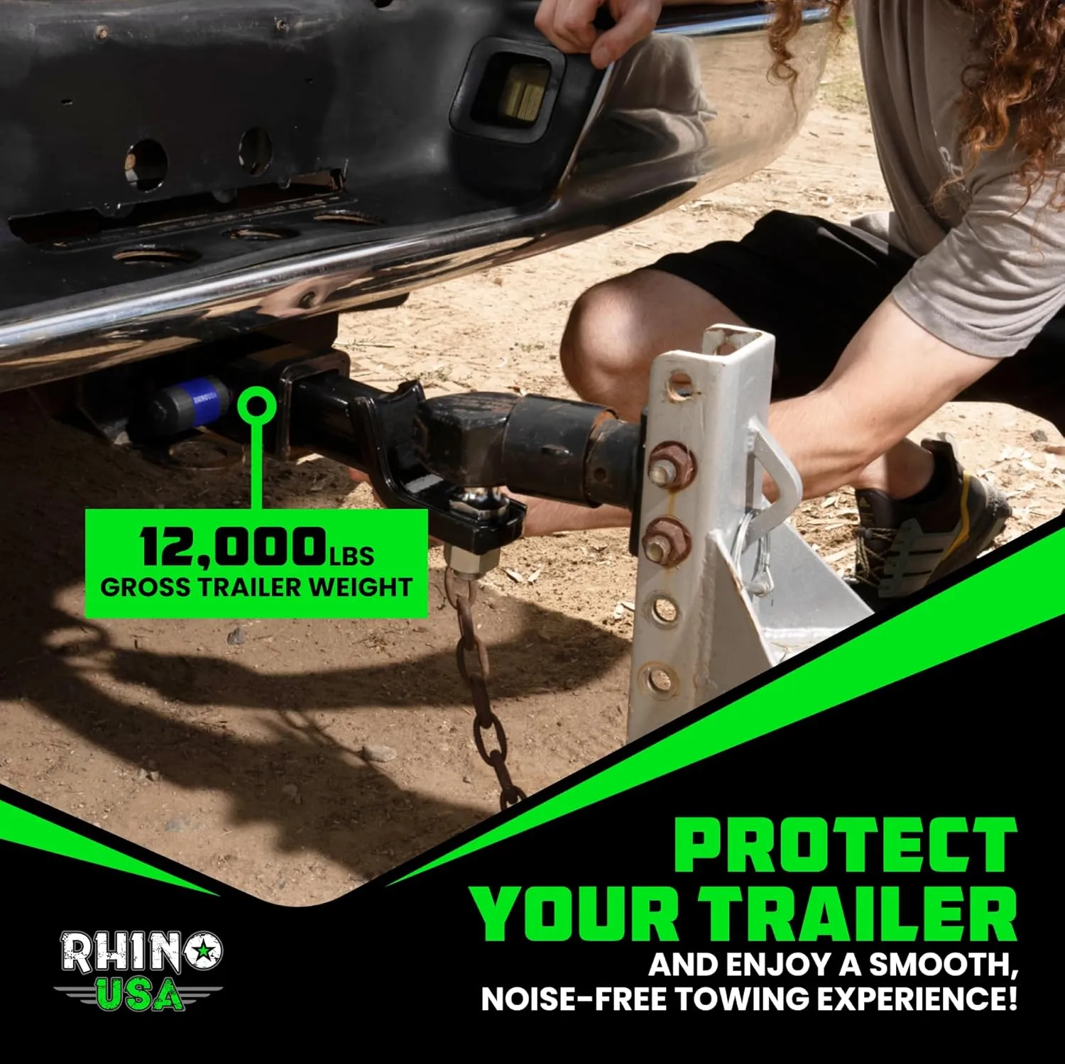 Rhino USA Trailer Hitch Pin (2 Inch) Patented 5/8" Locking Receiver Hitch Pins for Class III IV Hitches - Weatherproof Anti-Theft Lockable Pin with Debris Protection - Used to Tow Truck, etc - Blue