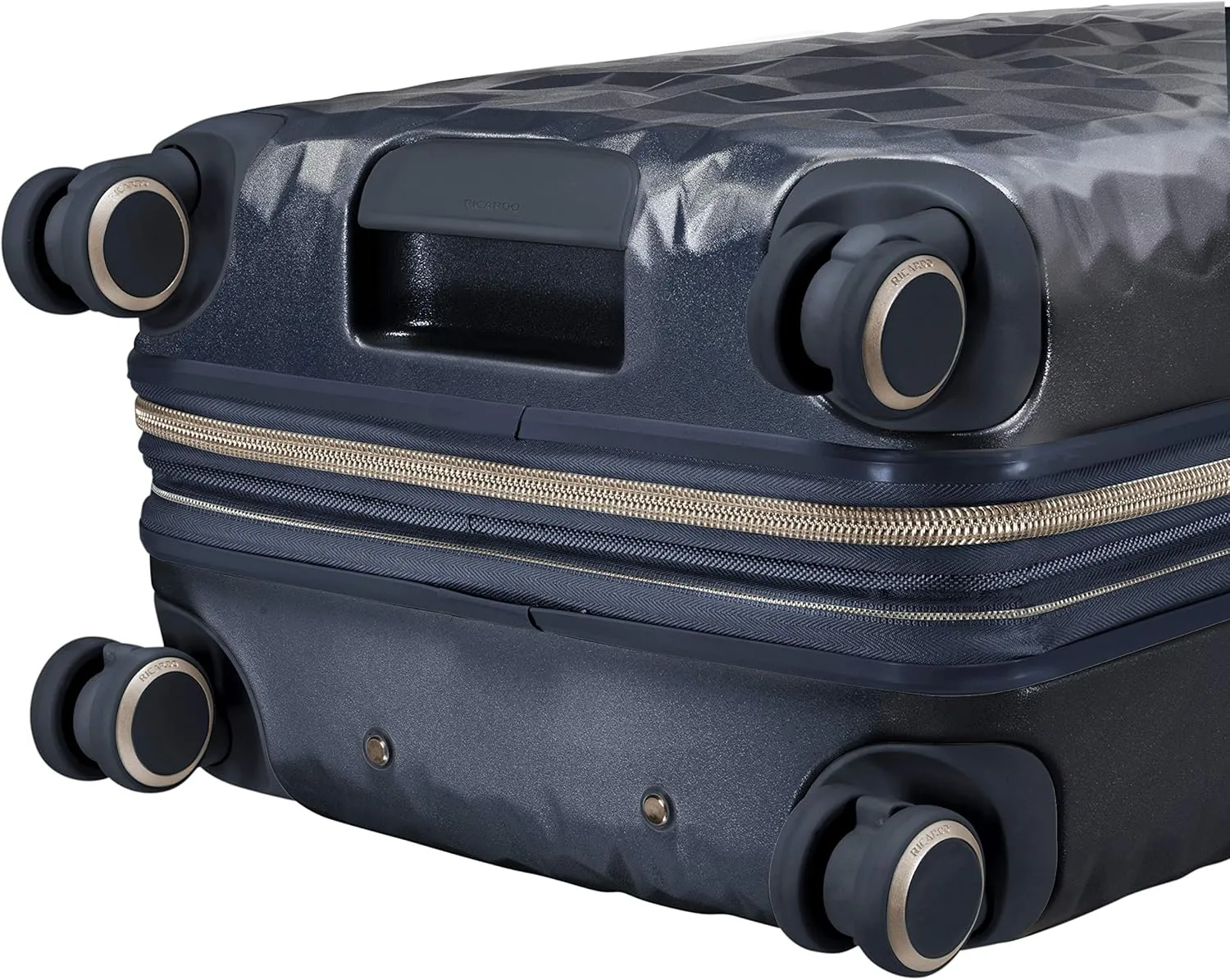 Ricardo Beverly Hills Indio Hardside Travel Luggage, Stylish and Durable, 4-Wheel Spinners with Comfort Grip Handle, Integrated USB Port And TSA-Friendly Toiletry Pouch, Navy Blue, Carry-On 20-Inch