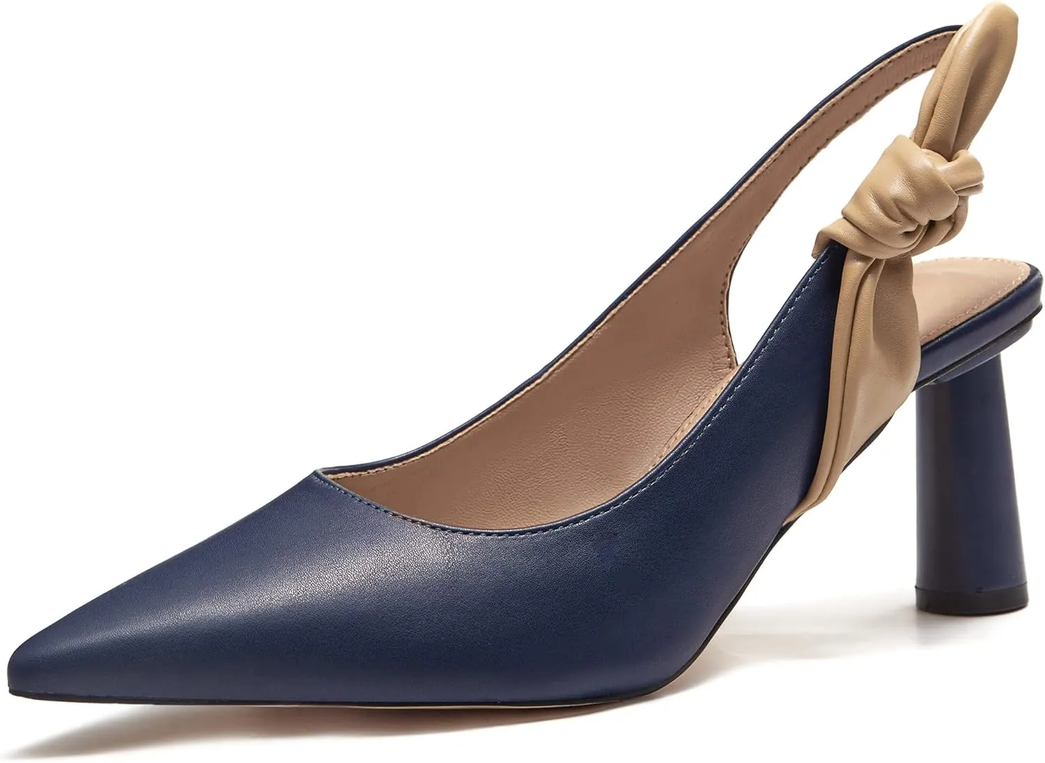 Rilista Women's Slingback Closed Pointed Toe Heels Bowknot Slip On Weding Party Dress Pumps