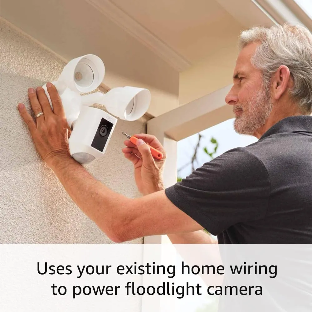 Ring Floodlight Cam Wired Plus with motion-activated 1080p HD video, Black (2021 release)
