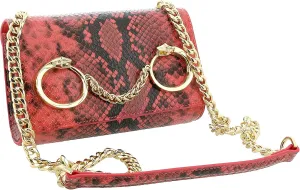 ROBERTO CAVALLI Class Coral Snakeskin Textured Millie Deluxe Small Clutch for womens