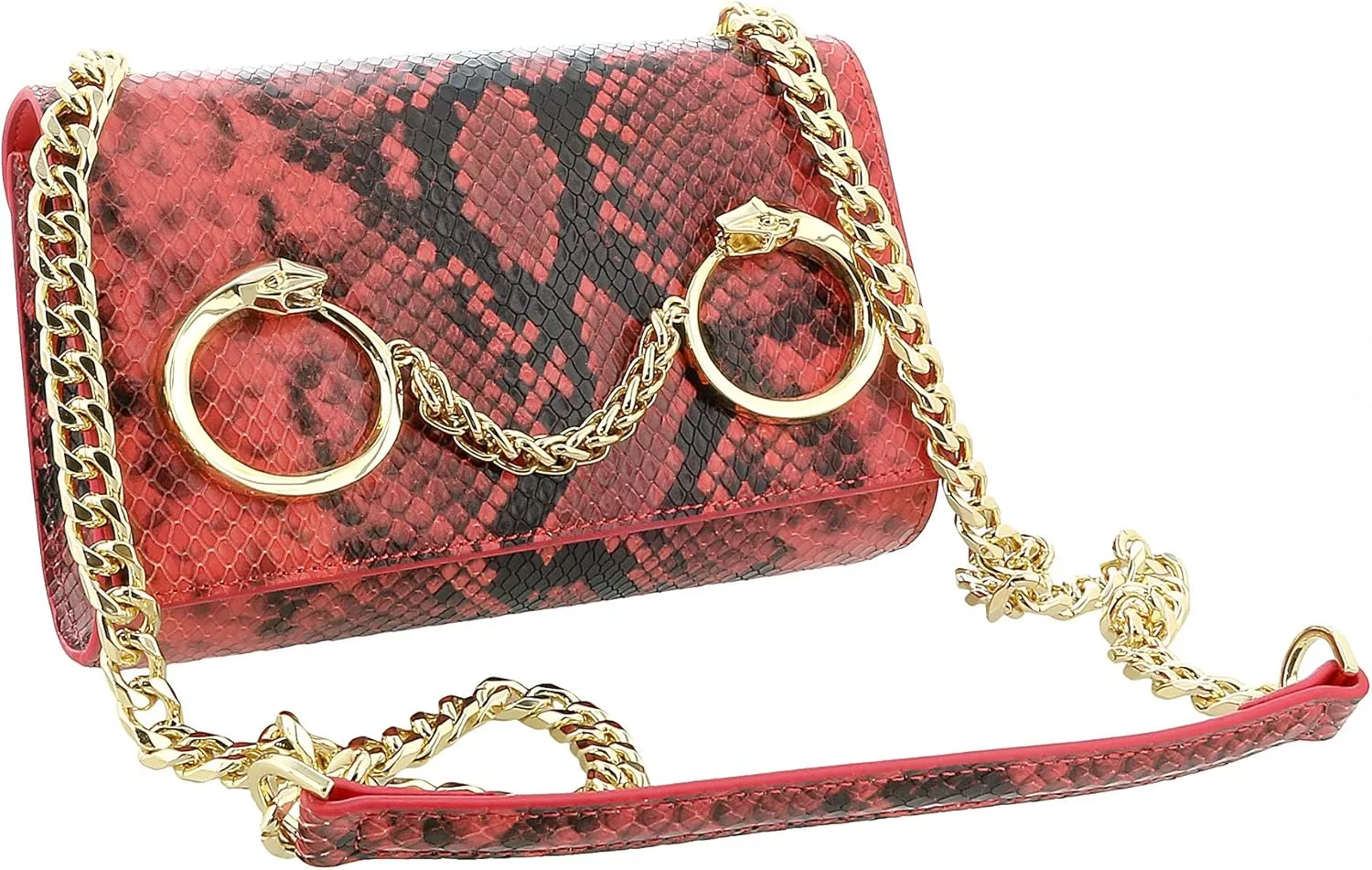 ROBERTO CAVALLI Class Coral Snakeskin Textured Millie Deluxe Small Clutch for womens
