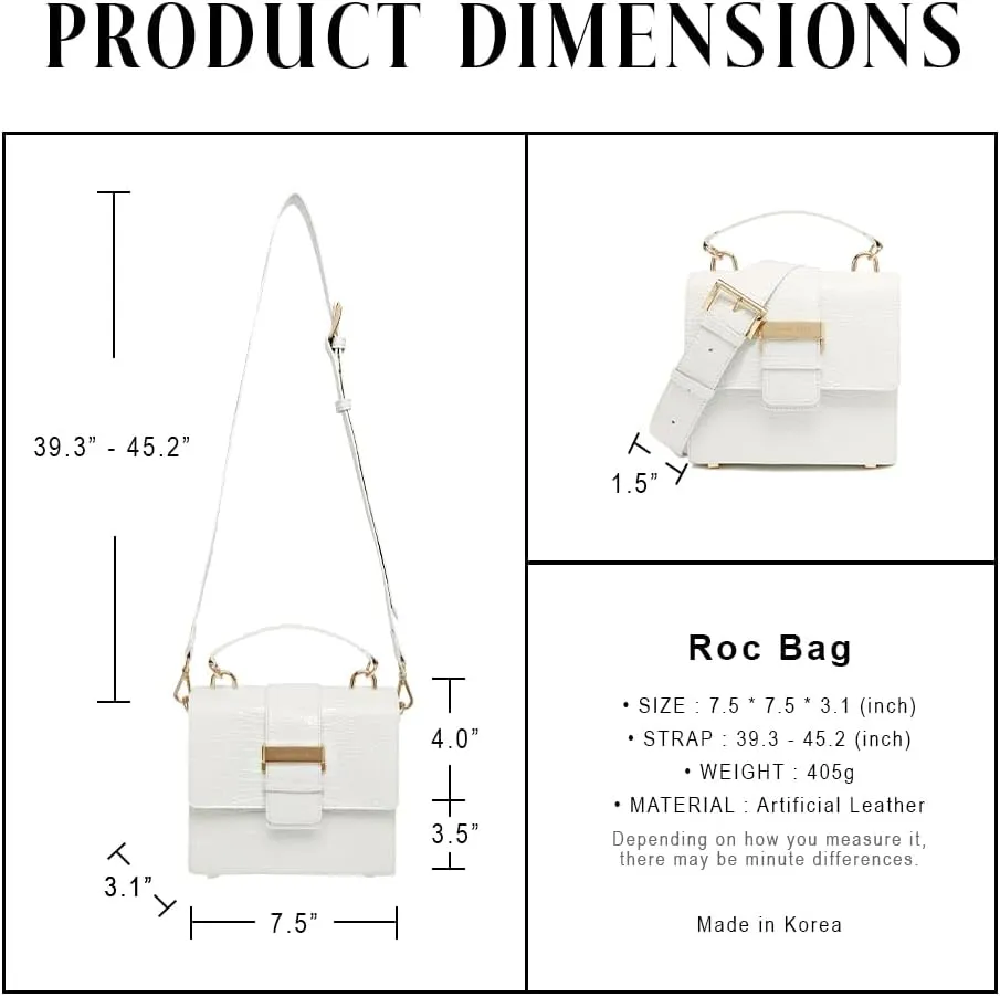 Roc Bag Medium Woman HandBags Cross and Shoulder Bag, Crocodile Texture