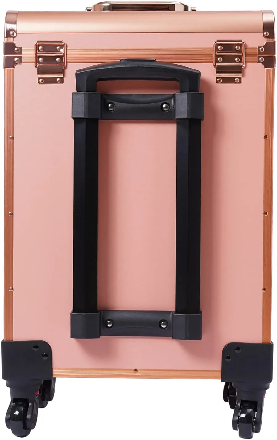 Rolling Makeup Case Large Cosmetic Trolley with Locks Make up Bag with Dividers Cosmetics Storage Organizer Professional Makeup Trolley for Make-Up Artists, Hairdressers, Nail Technicians Style2 Gold