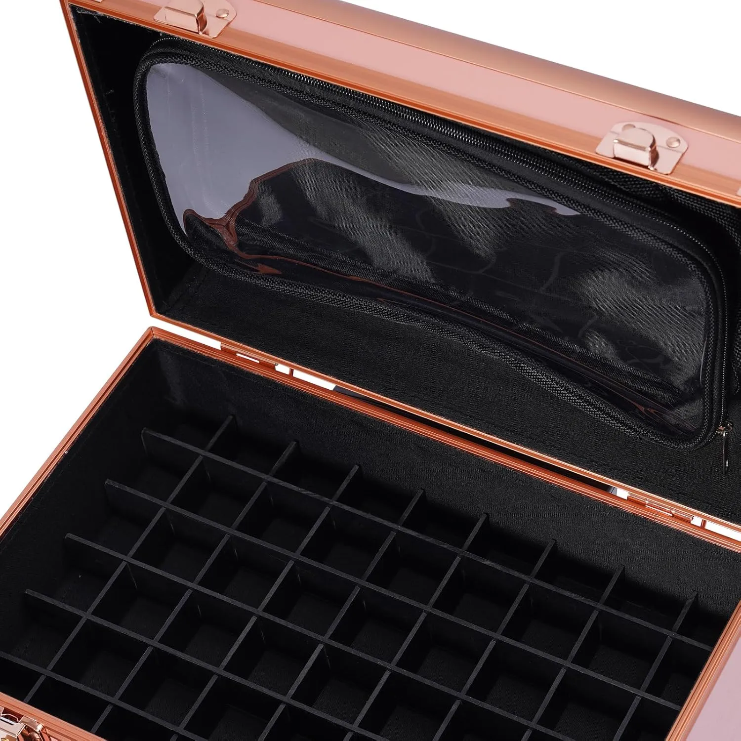 Rolling Makeup Case, Large Cosmetic Trolley with Locks, Professional Rolling Makeup Trolley with Dividers, Large Storage for Make-Up Artists, Nail Technicians, Beauticians (Gold)