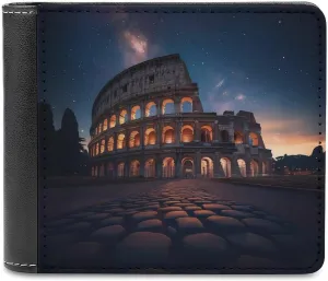 ROMAN COLOSSEUMES Prints Bifold Wallet PU Leather Slim Purse Pocket Wallet with Card Holder for Women Men