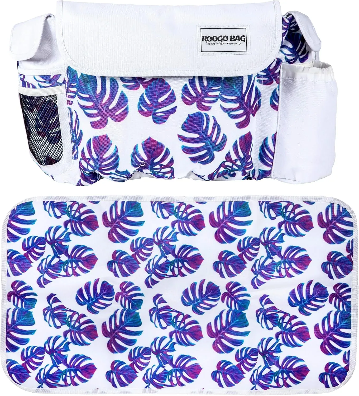 Roogo Convertible Diaper Bag with Car Seat & Stroller Attachment, Built-In Bottle Holder, Included Changing Pad
