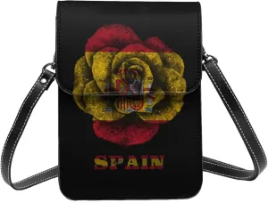 Rose Spain Spanish Flag Small Crossbody Bag Is A Shoulder Bag Designed For Women And Girls Cell Phone Crossbody Wallet Purses With Card Slots Adjustable Strap