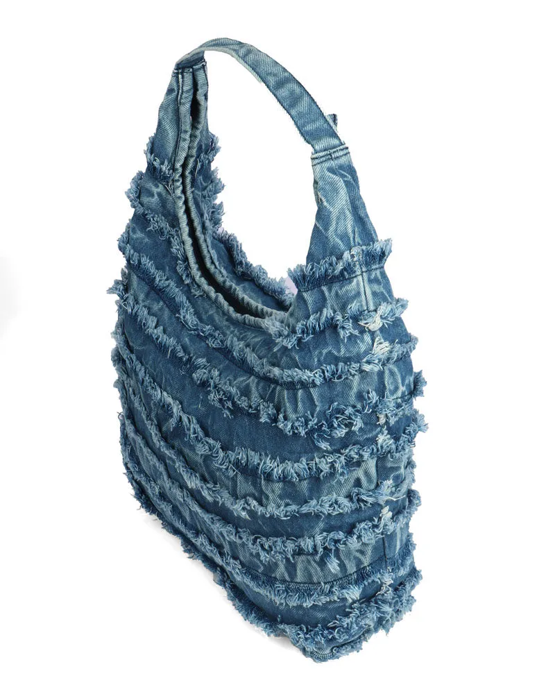 Ruffled Denim Hobo
