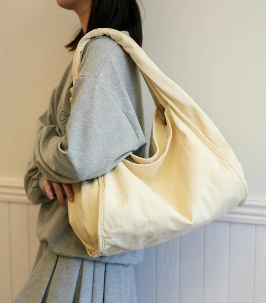 Rungion Slouchy Canvas Tote Bag for Women Large Shoulder Bag Handbags Top Handle Purse with Zipper for Work Shopping