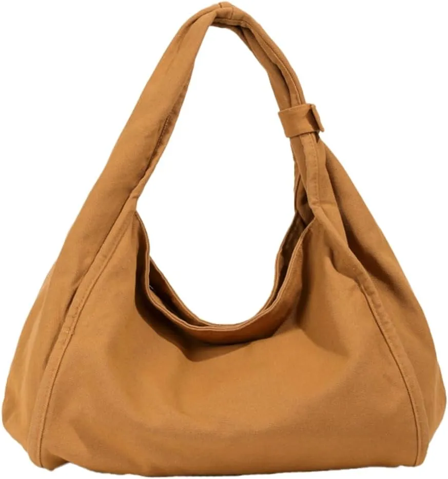 Rungion Slouchy Canvas Tote Bag for Women Large Shoulder Bag Handbags Top Handle Purse with Zipper for Work Shopping