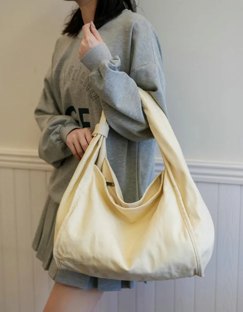 Rungion Slouchy Canvas Tote Bag for Women Large Shoulder Bag Handbags Top Handle Purse with Zipper for Work Shopping