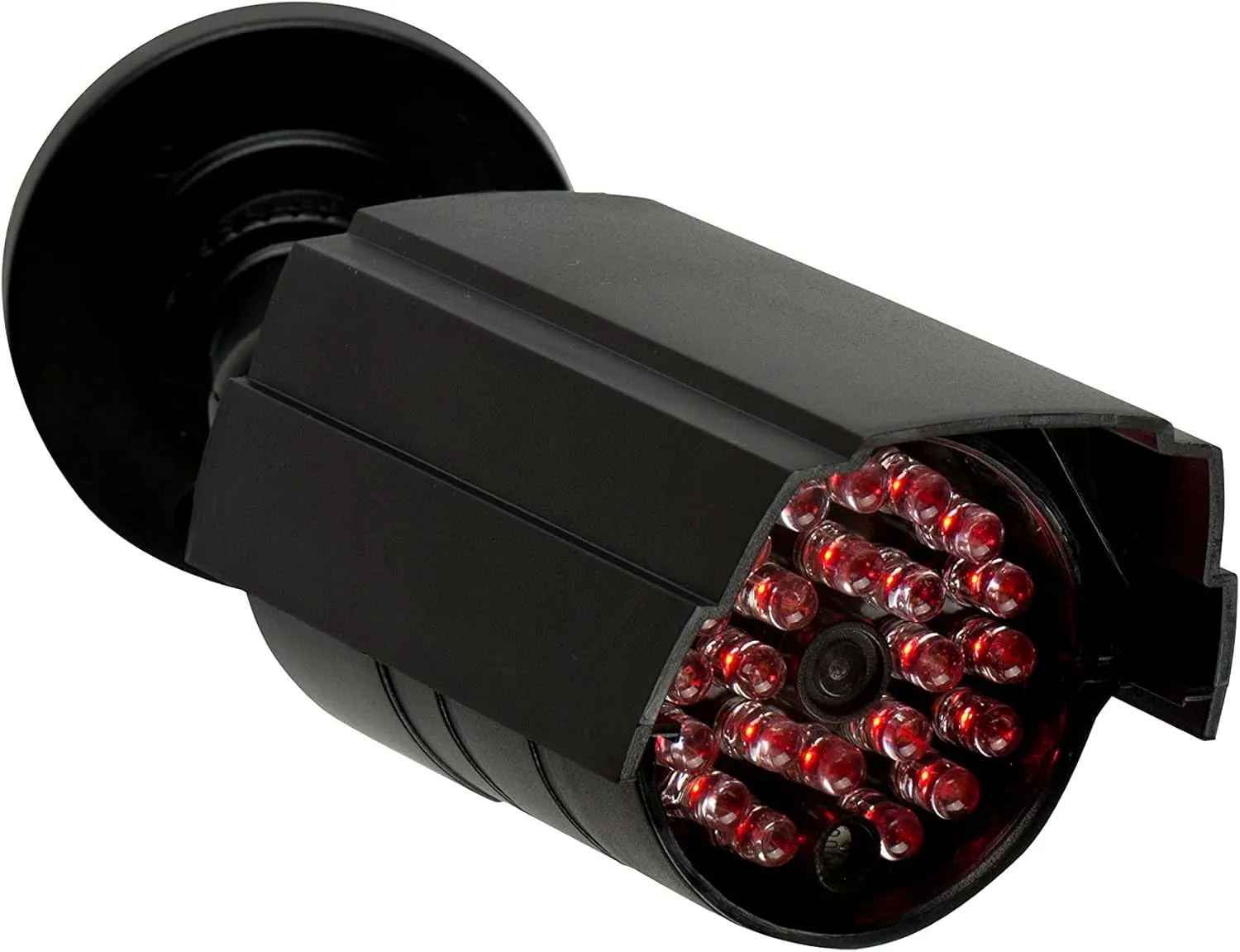 SABRE Fake Security Camera With Night Sensor, IP44 Rated Weather Resistant, LED Lights Automatically Turn On When Dark, Realistic Design Deters Intruders, Battery Operated, Fake Dummy Camera, Black