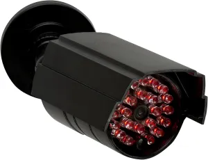 SABRE Fake Security Camera With Night Sensor, IP44 Rated Weather Resistant, LED Lights Automatically Turn On When Dark, Realistic Design Deters Intruders, Battery Operated, Fake Dummy Camera, Black