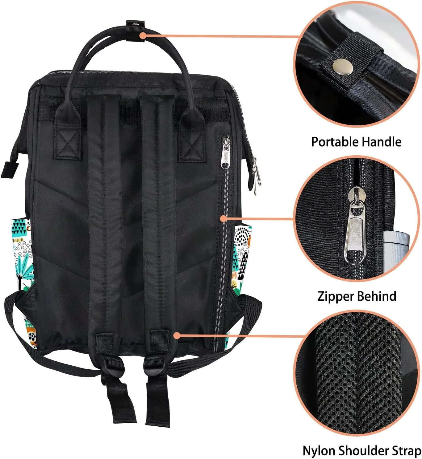 Safari Animals Cute Zebra Diaper Bag Backpack Waterproof Backpack Baby Nappy Changing Bag for Travel Large Capacity Durable and Stylish for Woman