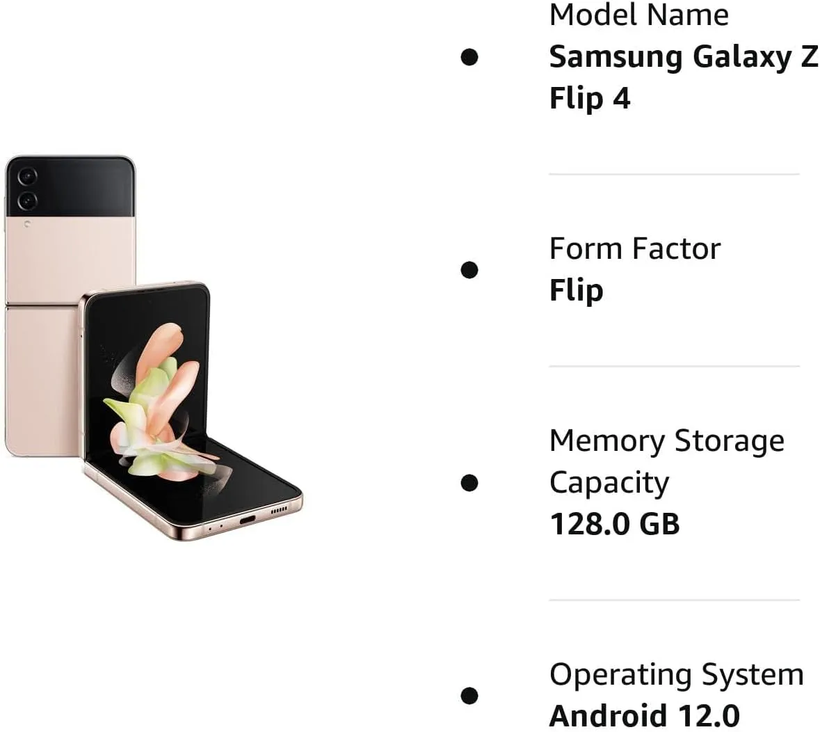 SAMSUNG Galaxy Z Flip 4 5G, US Version, 128GB, Pink Gold - Unlocked (Renewed)