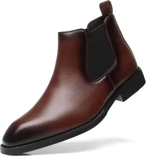 SANNAX Men's Chelsea Boots Classic Business Leather Shoes Casual Dress Ankle Boot