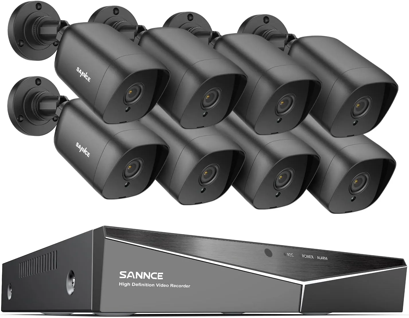 SANNCE 1080P Security Camera System 8CH H.264  1080N Home Surveillance DVR and (8)×1080P Weatherproof Outdoor CCTV Camera with 100ft Night Vision, Easy Remote Access, Smart Playback, NO Hard Drive