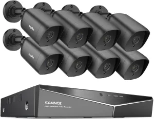 SANNCE 1080P Security Camera System 8CH H.264  1080N Home Surveillance DVR and (8)×1080P Weatherproof Outdoor CCTV Camera with 100ft Night Vision, Easy Remote Access, Smart Playback, NO Hard Drive