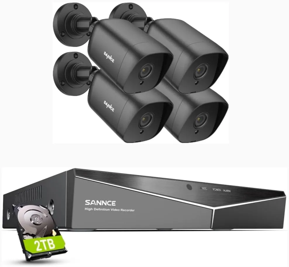 SANNCE 16 Channel Security CCTV DVR with 2TB with 4 * 5mp Camera
