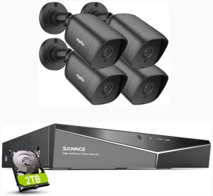 SANNCE 16 Channel Security CCTV DVR with 2TB with 4 * 5mp Camera