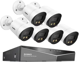 SANNCE CCTV Security Camera System 1080P Colour Night Vision, 8 Channel Digital Video Recorder DVR NO HDD, 6PCS Surveillance Bullet Cameras Outdoor IP66, Motion Detection, Easy DIY