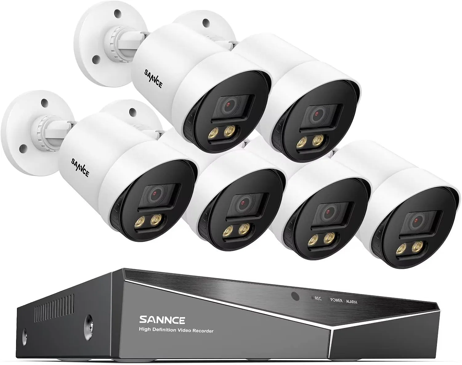 SANNCE CCTV Security Camera System 1080P Colour Night Vision, 8 Channel Digital Video Recorder DVR NO HDD, 6PCS Surveillance Bullet Cameras Outdoor IP66, Motion Detection, Easy DIY