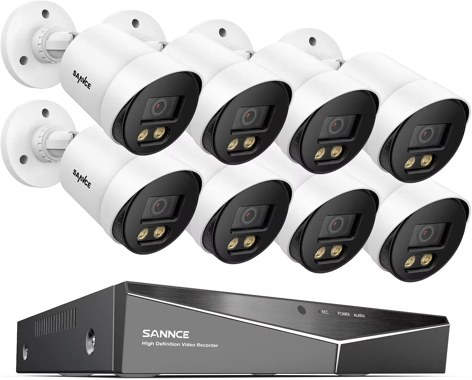 SANNCE CCTV Security Camera System 1080P Colour Night Vision, 8 Channel Digital Video Recorder DVR NO HDD, 8PCS Surveillance Bullet Cameras Outdoor IP66, Motion Detection, Easy DIY