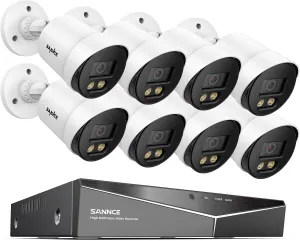 SANNCE CCTV Security Camera System 1080P Colour Night Vision, 8 Channel Digital Video Recorder DVR NO HDD, 8PCS Surveillance Bullet Cameras Outdoor IP66, Motion Detection, Easy DIY