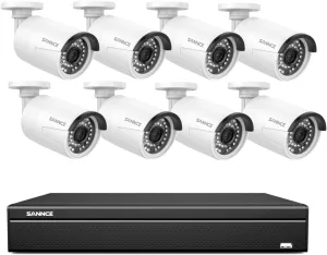 SANNCE PoE NVR 4K 16 Channel, 8MP CCTV Security Camera System with 8pcs 4K 8MP PoE IP Security Camera Outdoor Weatherproof Cameras with Smart IR LEDs, Night Vision, Motion Detection, One-Way Audio