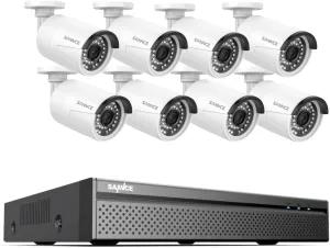 SANNCE PoE NVR 4K 8 Channel, 8MP CCTV Security Camera System with 8pcs 4K 8MP PoE IP Security Camera Outdoor Weatherproof Cameras with Smart IR LEDs, Night Vision, Motion Detection, One-Way Audio