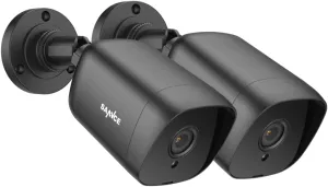 SANNCE Security Camera 1080P TVI 100 ft True Full Color Night Vision for Surveillance System, IP66 Weatherproof, 2 Warm Lights, BNC Cable & Adapter Included (2PCS Black)