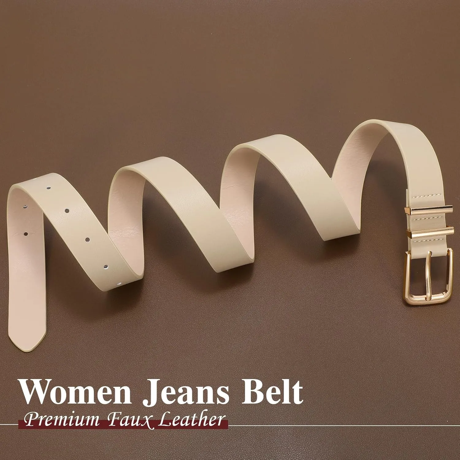 SANSTHS 2 Pack Women Belt for Jeans Pants, Simple Fashion Ladies Waist Belt with Gold Buckle, 1inch Width