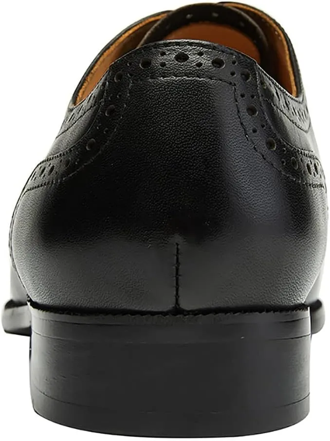 Santimon Mens Dress Shoes Leather Oxfords Wingtip Brogue Tuxedo Business Casual Wedding Shoes for Men