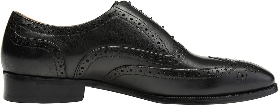 Santimon Mens Dress Shoes Leather Oxfords Wingtip Brogue Tuxedo Business Casual Wedding Shoes for Men