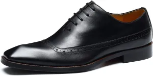 Santimon Mens Oxfords Formal Dress Shoes Genuine Leather Cap Toe Derby Fashion Comfortable Tuxedo Wedding Business Casual Prom Shoes for Men