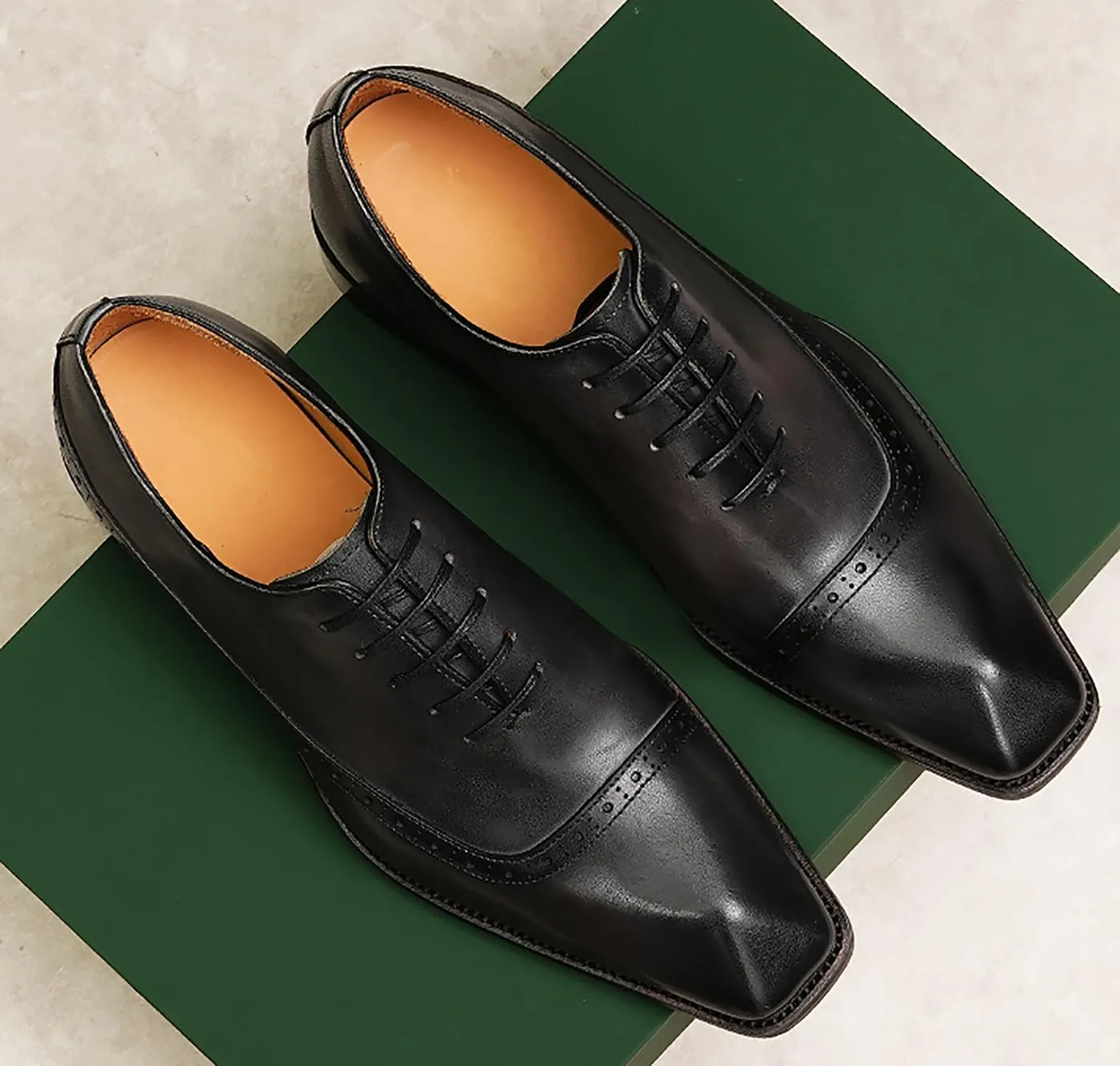Santimon Mens Oxfords Formal Dress Shoes Genuine Leather Cap Toe Derby Fashion Comfortable Tuxedo Wedding Business Casual Prom Shoes for Men