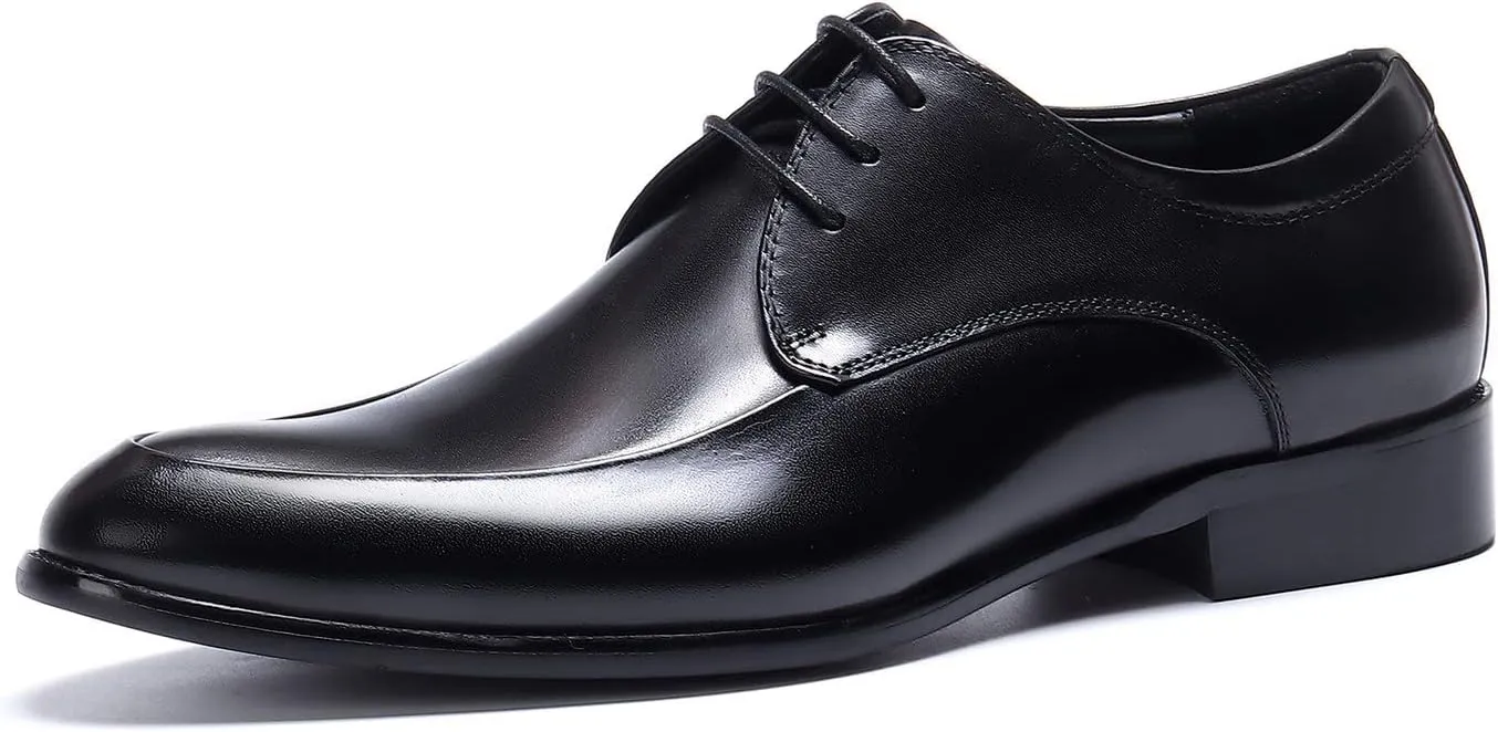Santimon Oxfords Mens Dress Shoes Formal Business Genuine Leather Derby Fashion Casual Tuxedo Wedding Prom Comfortable Walking Shoes for Men