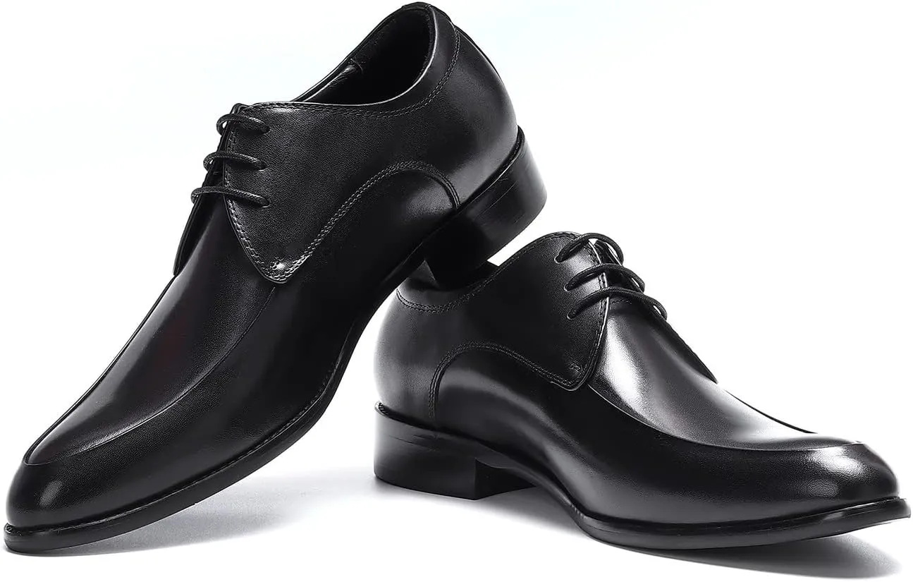 Santimon Oxfords Mens Dress Shoes Formal Business Genuine Leather Derby Fashion Casual Tuxedo Wedding Prom Comfortable Walking Shoes for Men