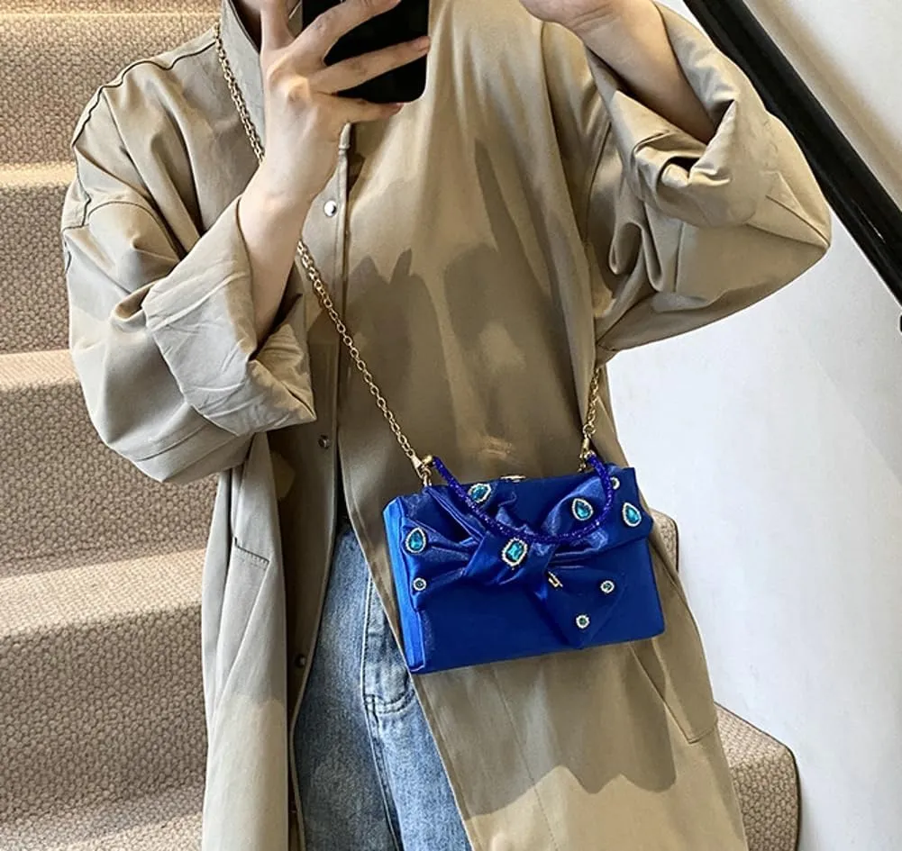 Satin Evening Clutch for Women Shiny Rhinestone Evening Bag Purses Gorgeous Handbags for Feast Party Wedding 2025